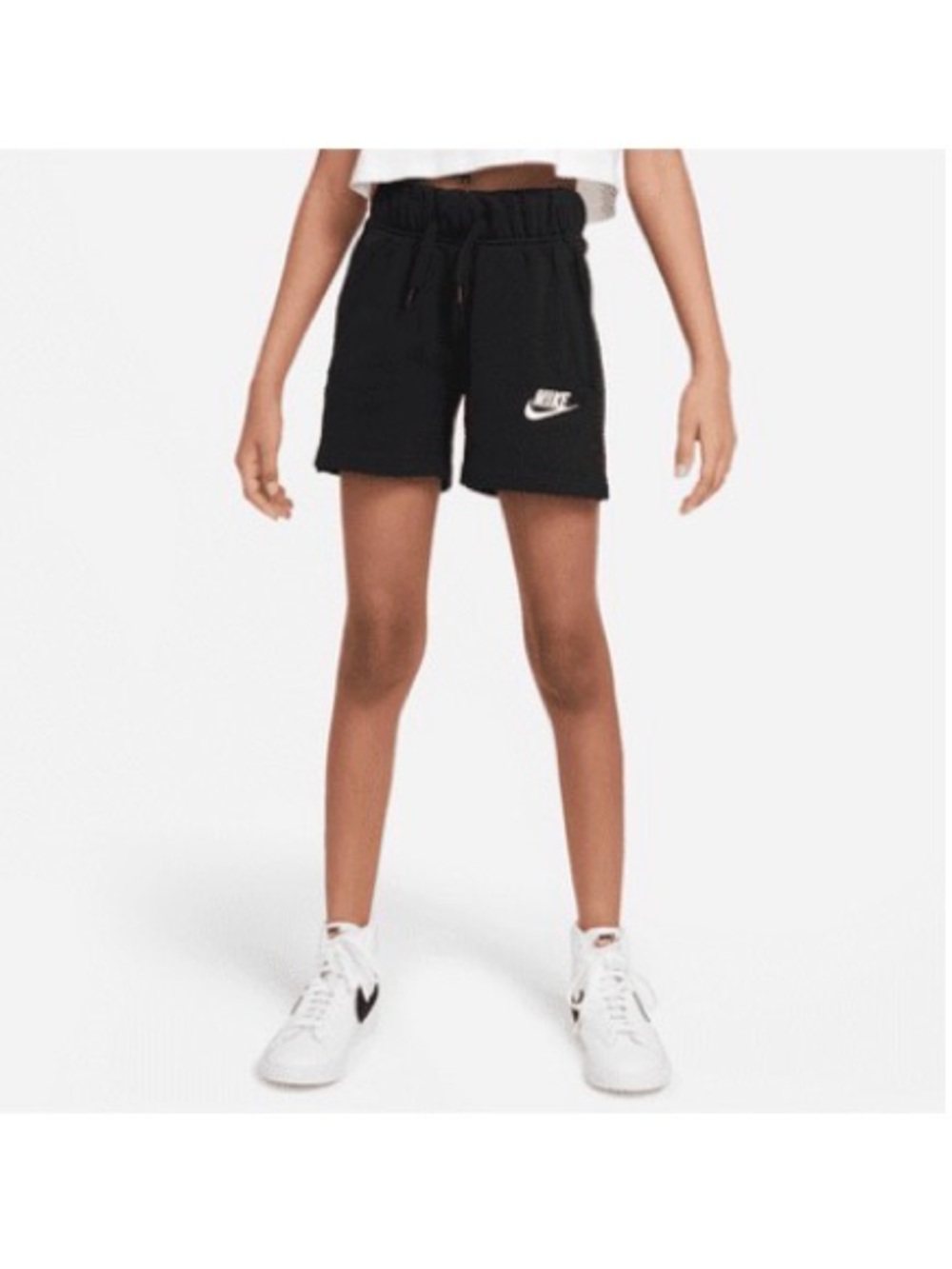 Nike Black Kids Fleece Shorts with White Swoosh
